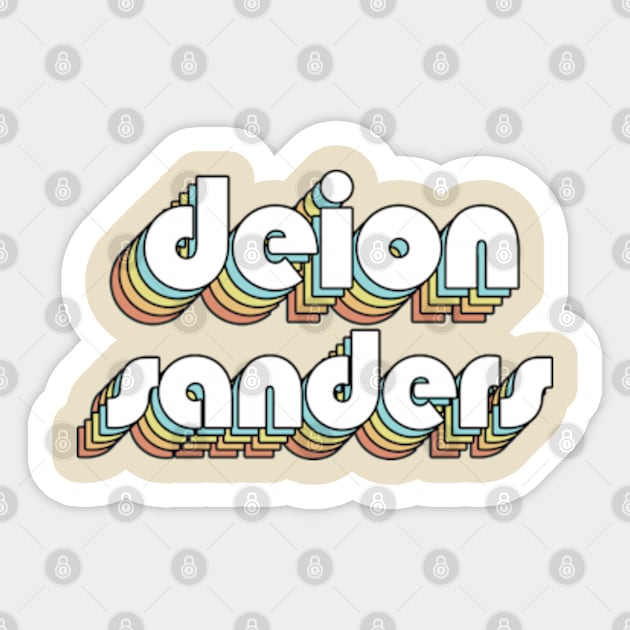 Deion Sanders - Retro Rainbow Typography Faded Style Sticker by Paxnotods